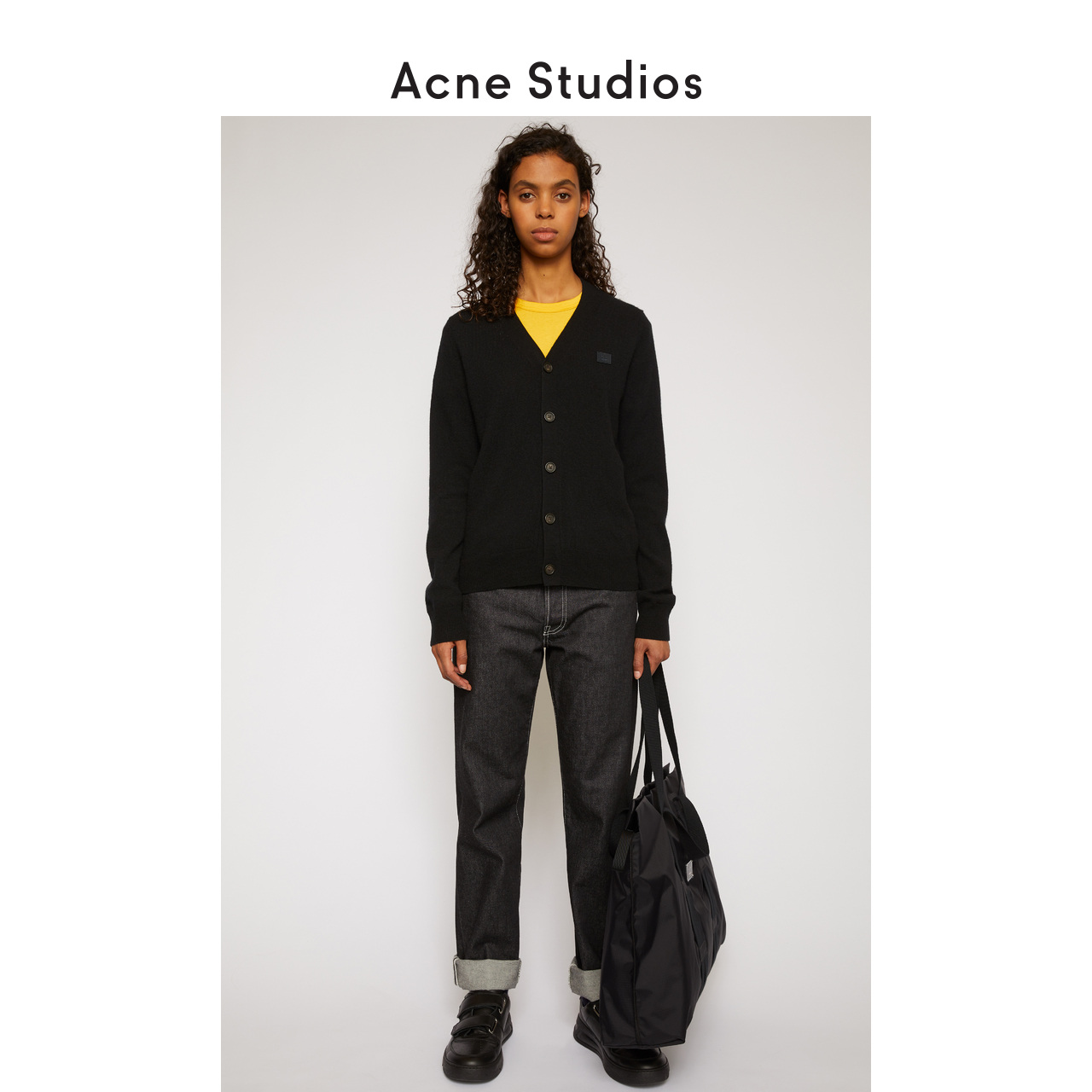 Acne Studios 2020新款黑色羊毛纽扣 v领针织薄款外套C60015-900