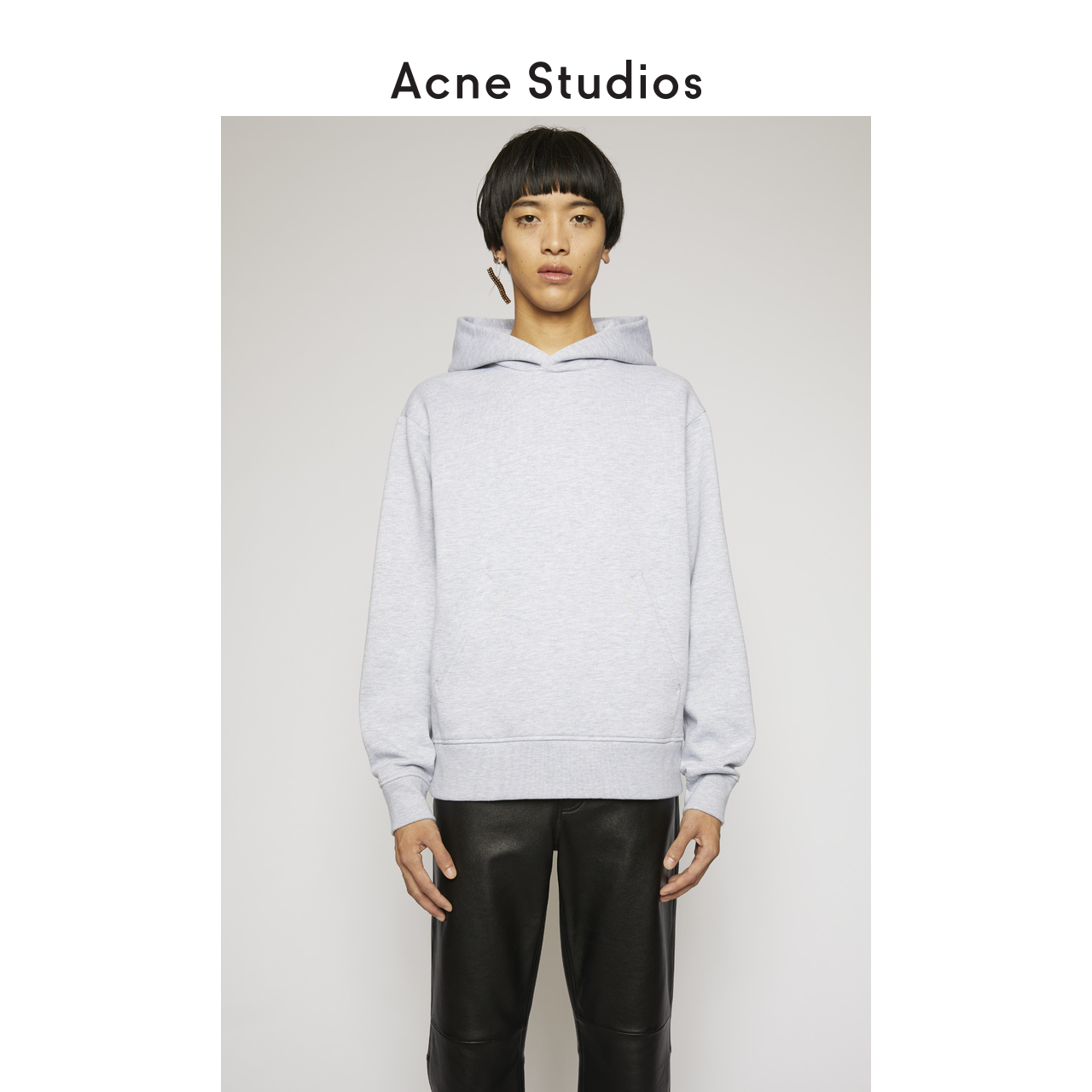 Acne Studios2020新款简约浅麻灰色口袋连帽卫衣运动衫BI0054-92H
