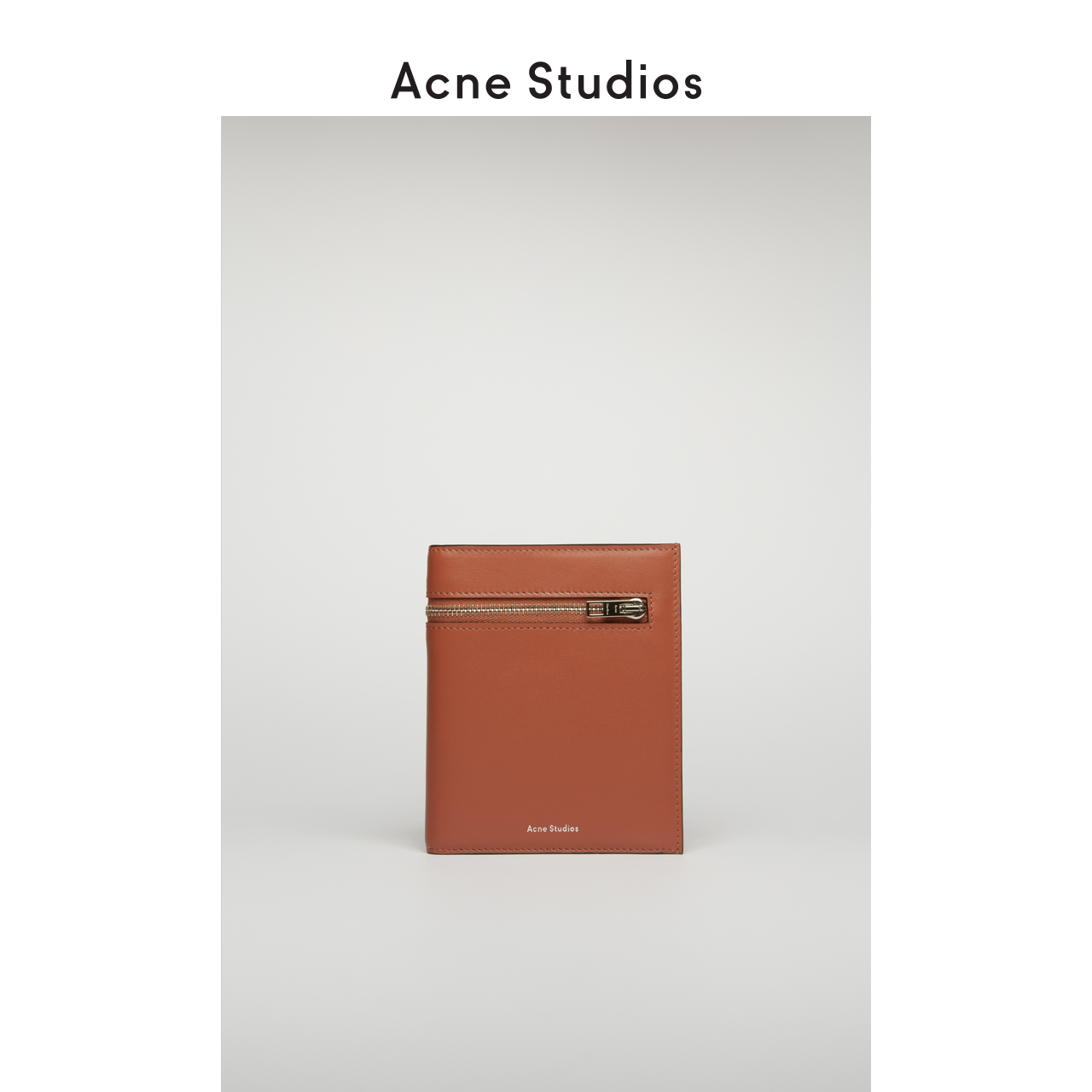 Acne Studios 2020新款杏仁棕牛皮革拉链短款三折钱包 CG0069-ADS