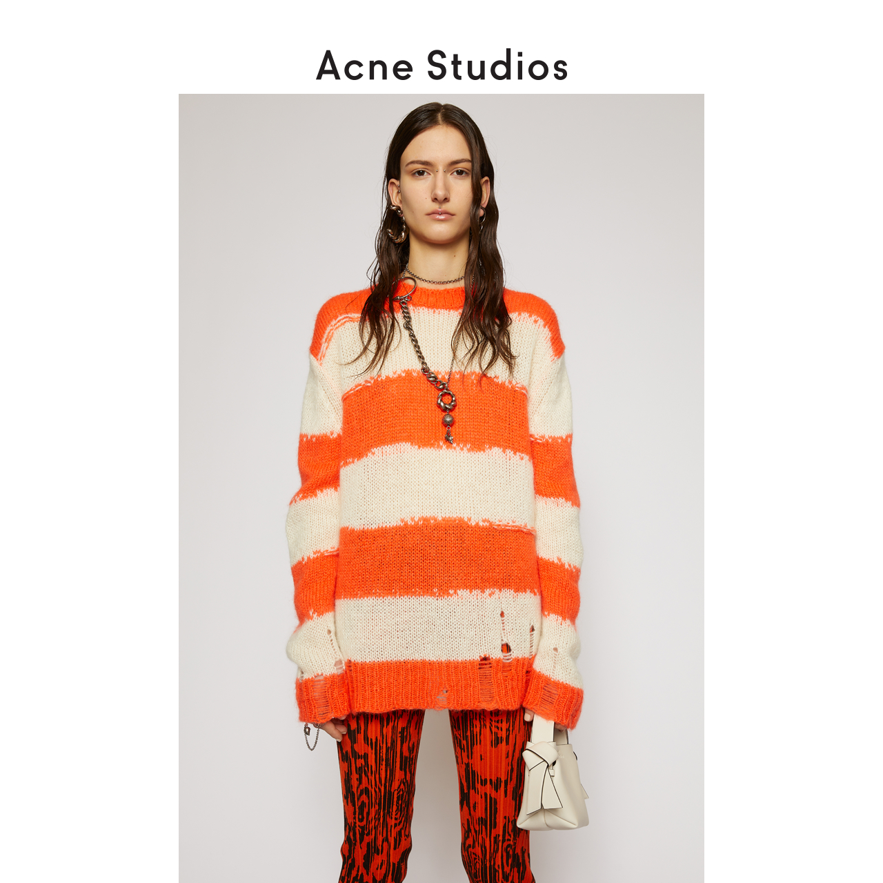 Acne Studios2020新款撞色条纹宽松做旧针织毛衣女 A60209-CHH