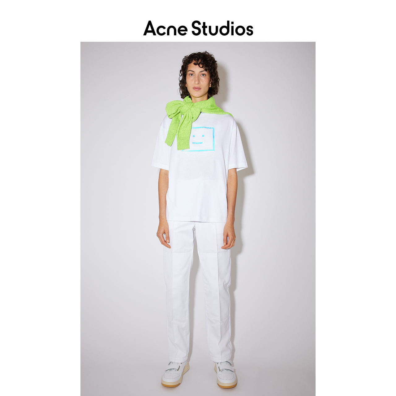 Acne Studios 2021早春新款设计感笑脸印花白色短袖T恤CL0092-183