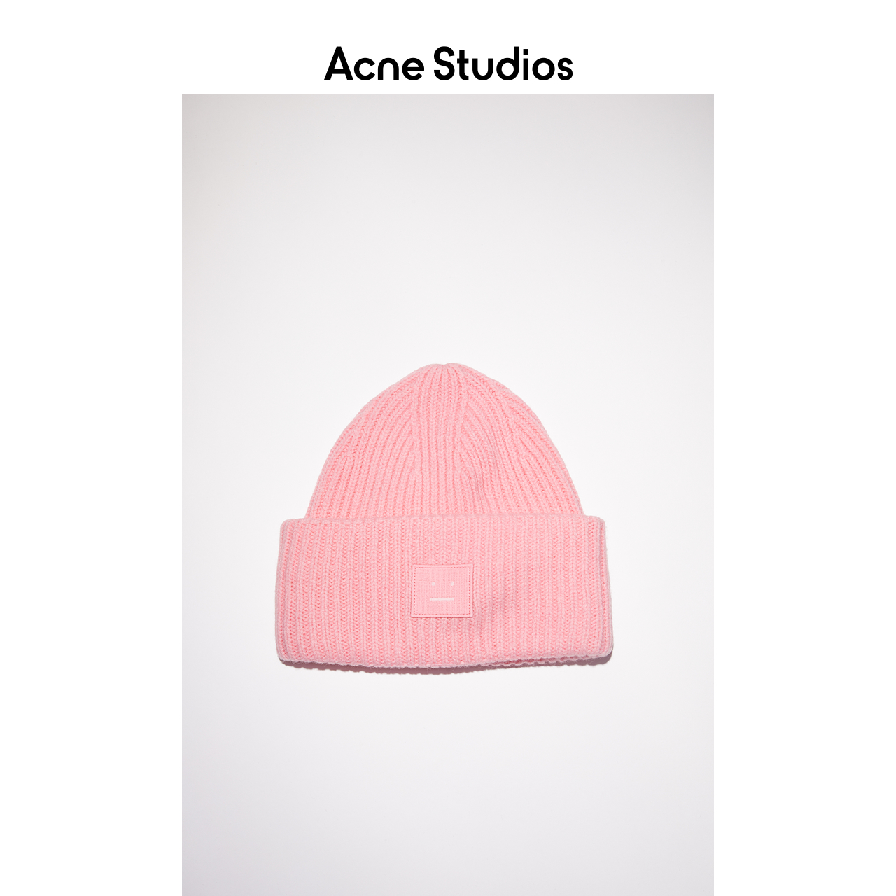 Acne Studios 2021早春新款羊毛粉色笑脸针织毛线帽 C40135-AD1