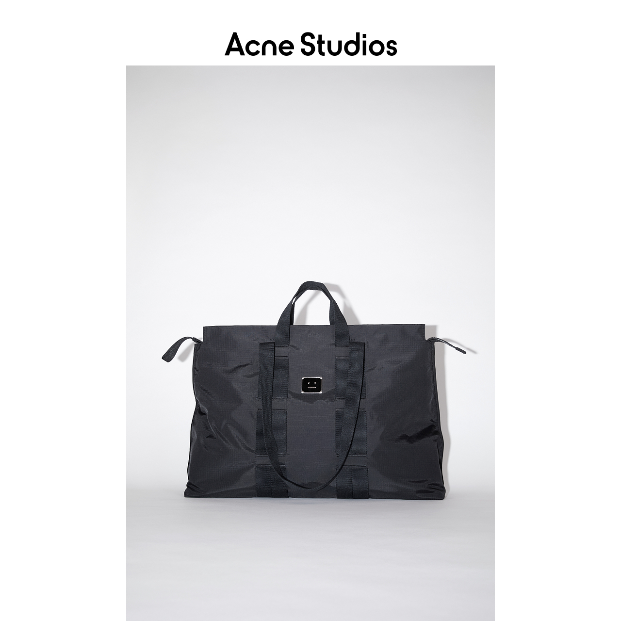 Acne Studios 新款黑色笑脸铭牌大容量托特包tote包 C10074-900
