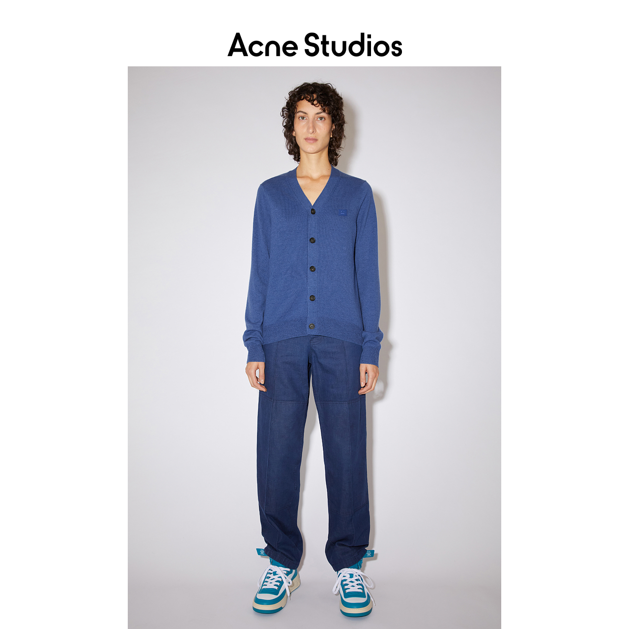 Acne Studios 2021早春新款笑脸V领羊毛开衫毛衣外套 C60030-AAT