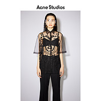 Acne Studios 2021早春新款黑色刺绣外搭薄纱衬衫短袖 AC0334-900