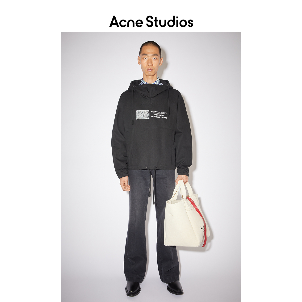 Acne Studios 2021早春新款简约字母印花黑色防寒夹克 B90519-900