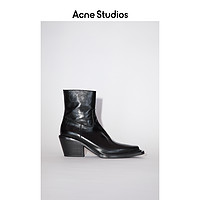 Acne Studios 2021春季新款黑色百搭方头粗跟踝靴女AD0372-900