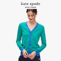 kate spade ks 女士复古拼色v领羊毛长袖开衫流行常规修身款春季