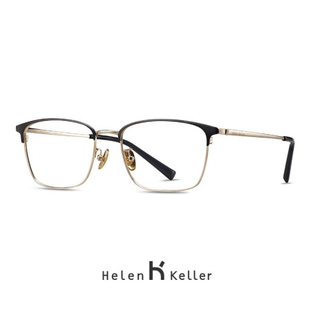 海伦凯勒男士近视眼镜新款男士光学镜复古眉形半框方框可配防蓝光近视眼镜框架H58062T 1.61防蓝光配镜套餐(镜框+镜片)325-500