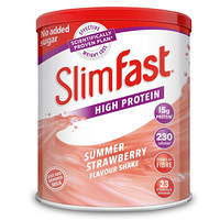 英国进口SlimFast代餐奶昔营养品膳食纤维蛋白粉代餐粉草莓味438g/罐