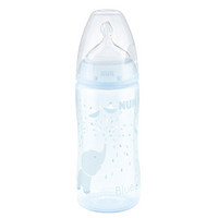 进口超市NUK宽口径PP奶瓶300ml 婴儿宝宝塑料耐摔防胀气仿母乳奶瓶配0-6月中圆孔硅胶奶嘴 图案随机蓝粉系列蓝