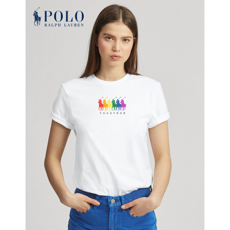 Ralph Lauren/拉夫劳伦女装 经典款彩虹小马图案T恤21620 100-白色 XL