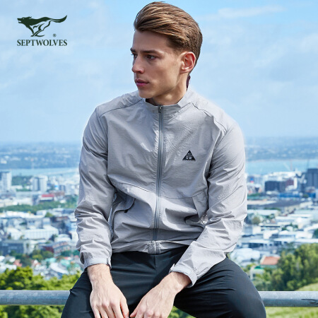 七匹狼皮肤衣 男士2020春夏秋季轻薄外套微弹夹克户外风衣青年运动上衣长袖 005(浅灰) 185 104A XXL