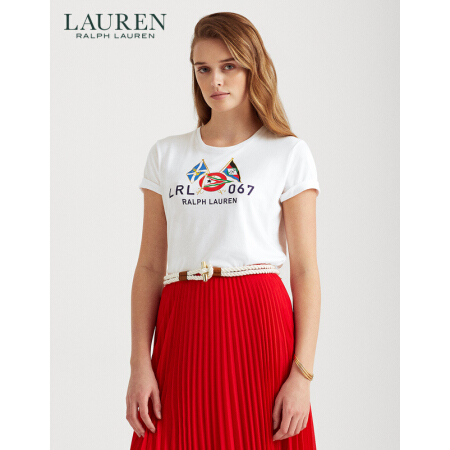 RALPH LAURENLauren/拉夫劳伦女装 2021年早春旗帜徽标T恤60442 100-白色 XS