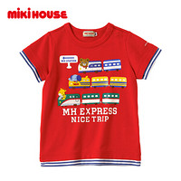 MIKIHOUSE童装男女童短袖T恤日本制EXPRESS叠穿风12-5207-786 珊瑚红色 80CM