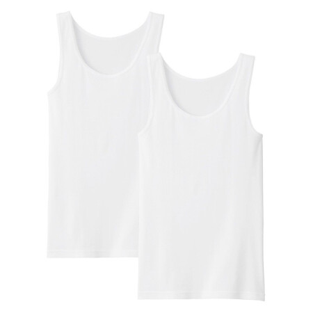 无印良品 無印良品 MUJI 女式 棉罗纹 背心 2件装 纯棉 打底 白色 XS