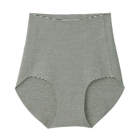 無印良品 MUJI 無印良品  女式 整体无缝头 棉混高腰短裤 黑色X横条 M