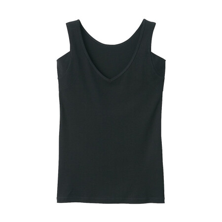 无印良品 無印良品 MUJI 女式 棉质凉爽 带吸汗垫背心 打底 黑色 XL