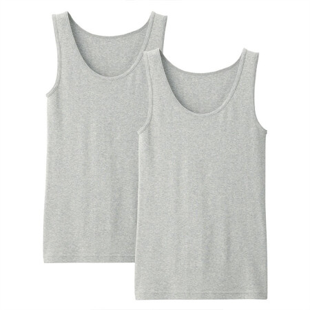 无印良品 無印良品 MUJI 女式 印度棉罗纹编织 背心2件装 灰色 S
