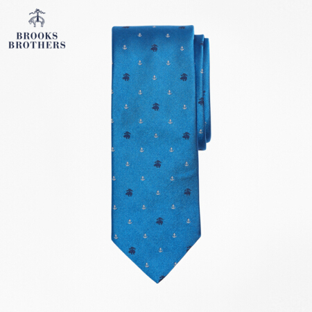 Brooks Brothers/布克兄弟男士桑蚕丝斜纹暗纹设计交错印花领带 4003-蓝色 均码