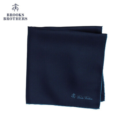 Brooks Brothers/布克兄弟男士桑蚕丝面料logo款方巾口袋巾 4004-藏青色 0