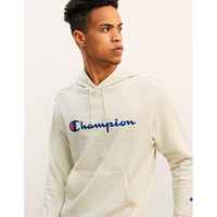 Champion 冠军春夏新品情侣款草字LOGO长袖连帽衫 米白色 XL