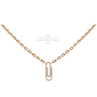 孔雀翎Redline女士项链Trombone 0.12克拉圆形钻石回形针坠金链 玫瑰金 38厘米
