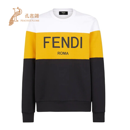 FENDI/芬迪2021新款男士时尚经典长袖条纹圆领棉质宽松运动衫 花色 L