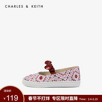 CHARLES＆KEITH2021春季CK9-71700088蝴蝶结装饰儿童休闲鞋 粉色PINK 23
