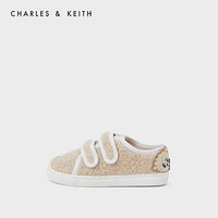 CHARLES＆KEITH2021春季CK9-71700107毛绒魔术贴儿童休闲鞋 粉白色Chalk 26