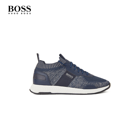 HUGO BOSS雨果博斯鞋子男2020款春夏混合材质针织袜运动鞋50428541 401-深蓝色 41