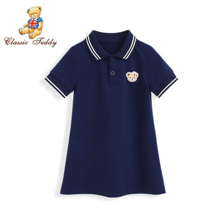 精典泰迪Classic Teddy童装女童连衣裙女孩裙子儿童公主裙宝宝裙子运动休闲装2020新款 水手女孩深蓝 110