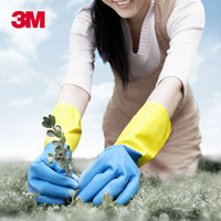 3M 思高耐用天然橡胶手套 加厚洗衣洗碗家用手套蓝色加长型xj 大号
