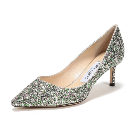 周仰杰 JIMMY CHOO 女士闪光面料尖头高跟鞋深薄荷绿色多色 ROMY 60 CGF 204 PEPPERMINT 36.5码