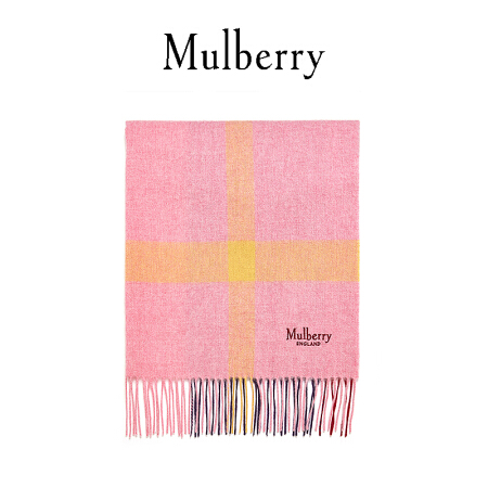 Mulberry/玛珀利秋冬新款 粉红色大号羔羊毛格子围巾VS4246 粉红色J967