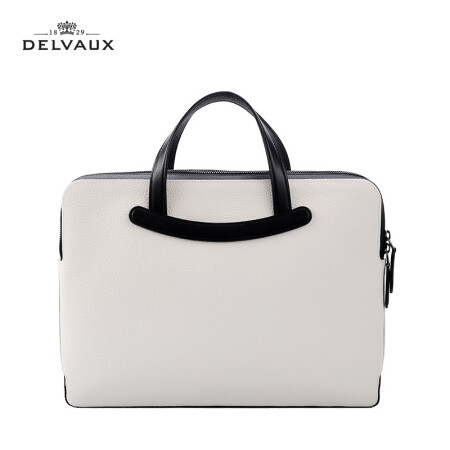 DELVAUX Magritte系列限量版公文包男士商务包奢侈品手提包包新年礼物 白色-黑色