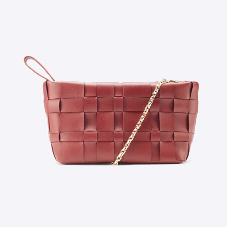 3.1 Phillip Lim 奢侈品 ODITA LATTICE POUCH系列 女士红色牛皮包 AP20-B910NBL-POMEGRANATE