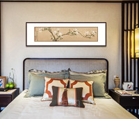 弘舍 新中式客廳裝飾畫 原作版畫 白玉蘭 典雅紅褐 寬160*高50cm