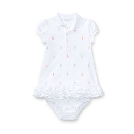 Ralph Lauren/拉夫劳伦女婴 经典款Polo连衣裙与灯笼裤RL32630 100-白色 12M