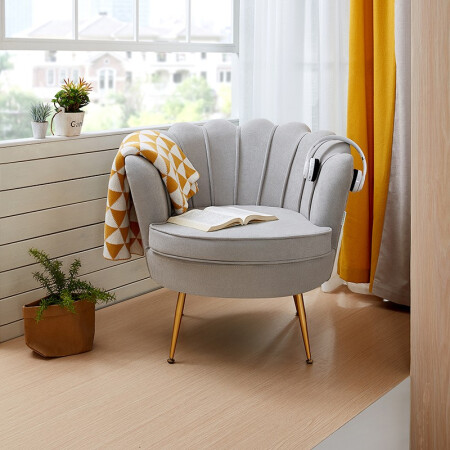 QuanU 全友 家居 北欧轻奢布艺沙发 单人椅子 小户型客厅阳台卧室休闲家具 懒人椅DX106062 花瓣椅A