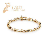 Tiffany & Co./蒂芙尼2021春季新款男女士18K黄金硬装链接手镯 金色 M
