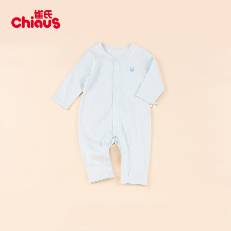 雀氏（Chiaus） 长袖婴儿连体衣 新生儿婴儿衣服 连体睡衣 哈衣 爬服 粉蓝色 59码 建议身高52-59体重7-14斤
