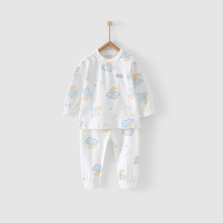 童泰 春秋款婴儿衣服5月-3岁男女宝宝肩开家居服套装新生儿内衣套装 TS04J568 蓝色 100