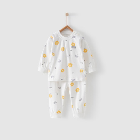 童泰 春秋款婴儿衣服5月-3岁男女宝宝肩开家居服套装新生儿内衣套装 TS04J568 橙色 73