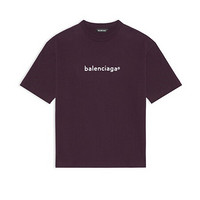 BALENCIAGA巴黎世家男装T恤圆领短袖全新版权品牌标识印花中等剪裁时尚百搭 紫萝色 XXS