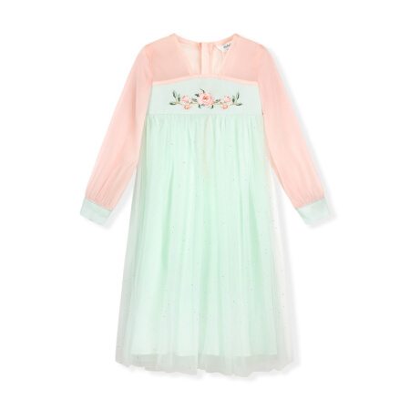 水孩儿童装女童汉服儿童女古风连衣裙秋季新款洋气刺绣收腰古风连衣裙长 冰抹茶 150cm