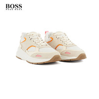 HUGO BOSS雨果博斯女士2021春夏新款流行色调混合材质运动鞋 115-白色 37