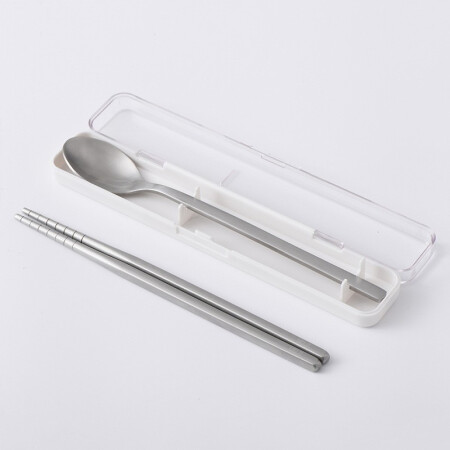 無印良品 MUJI 無印良品  不锈钢便携餐具套装 银色 长38×宽20×高190mm