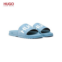 HUGO BOSS雨果博斯男士2021年春夏新款撞色徽标特色拖鞋 420-蓝色 EU:43