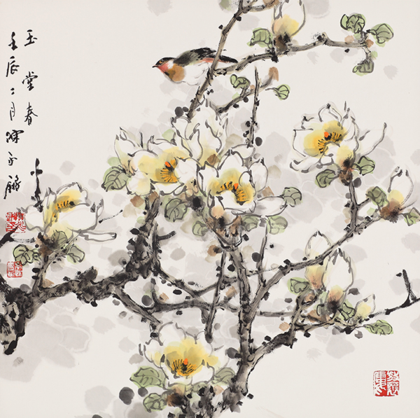 新中式背景墙装饰画国画 陈永锵《玉堂春》